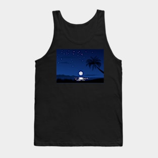 Moon Reflection Ocean D20 Dice RPG Night Roleplaying Landscapes Tank Top